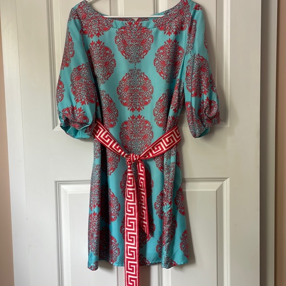 Lilly Pulitzer Dresses & Skirts - Lilly Pulitzer silk turquoise print dress sash. Size 6.